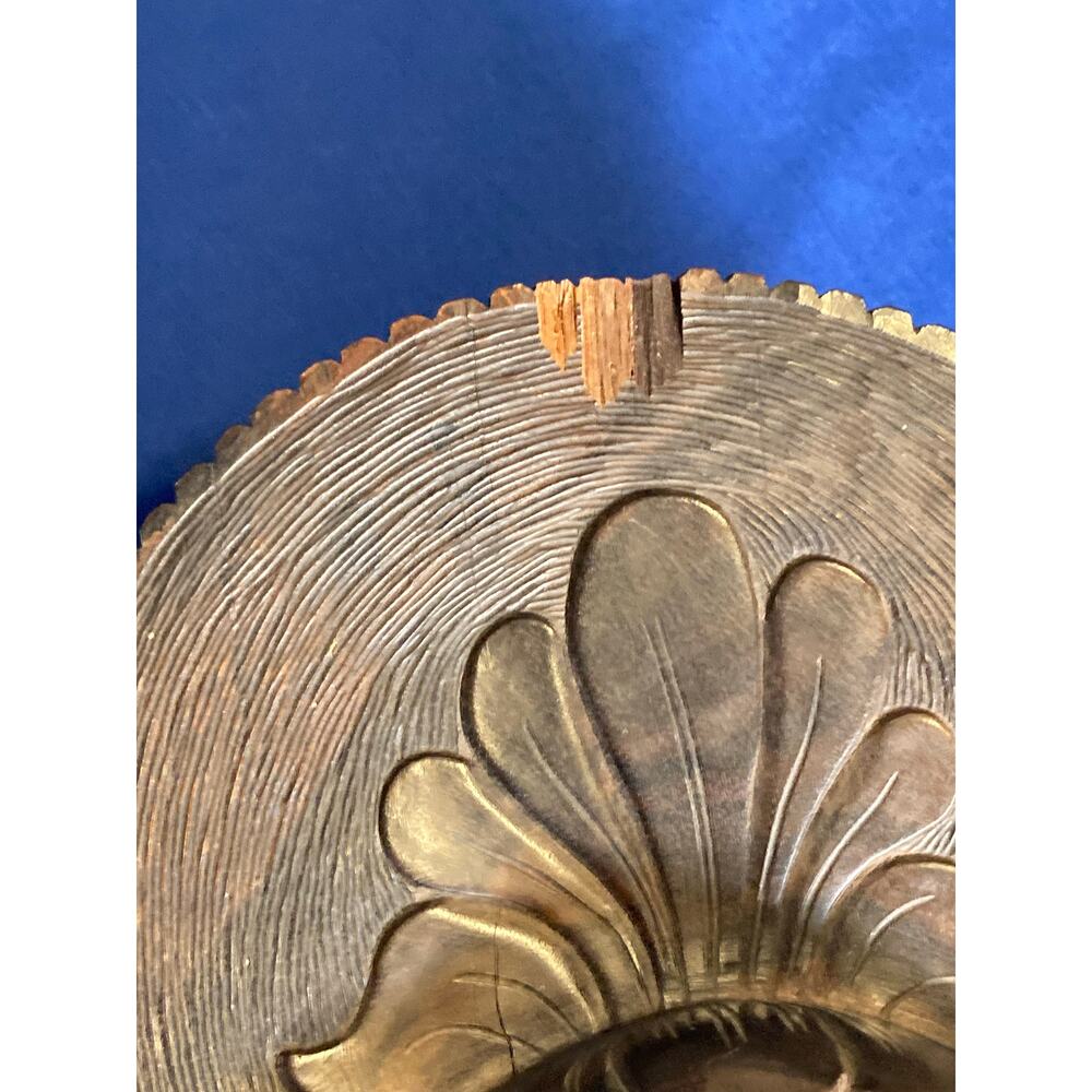 Hand Carved Wood Bust Balinese Style Of Young Women - Floral Stripped Ebony Look - Picture 7 of 8